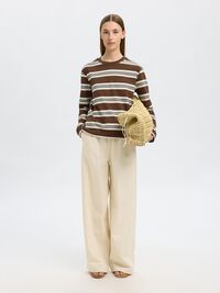 BOXY FIT LANGÆRMET T-SHIRT, Chestnut, highres