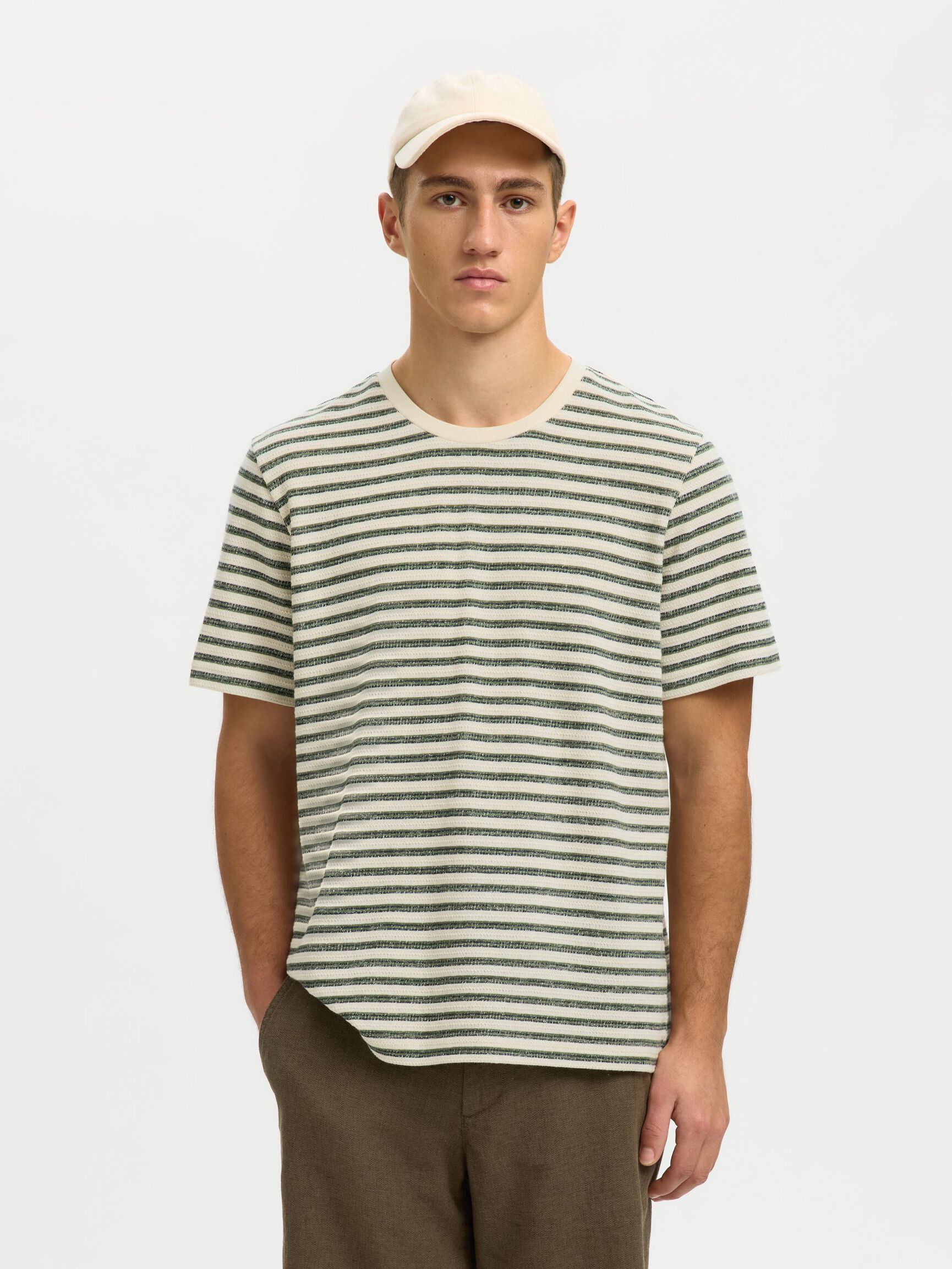 STRIPED T-SHIRT, Egret, highres