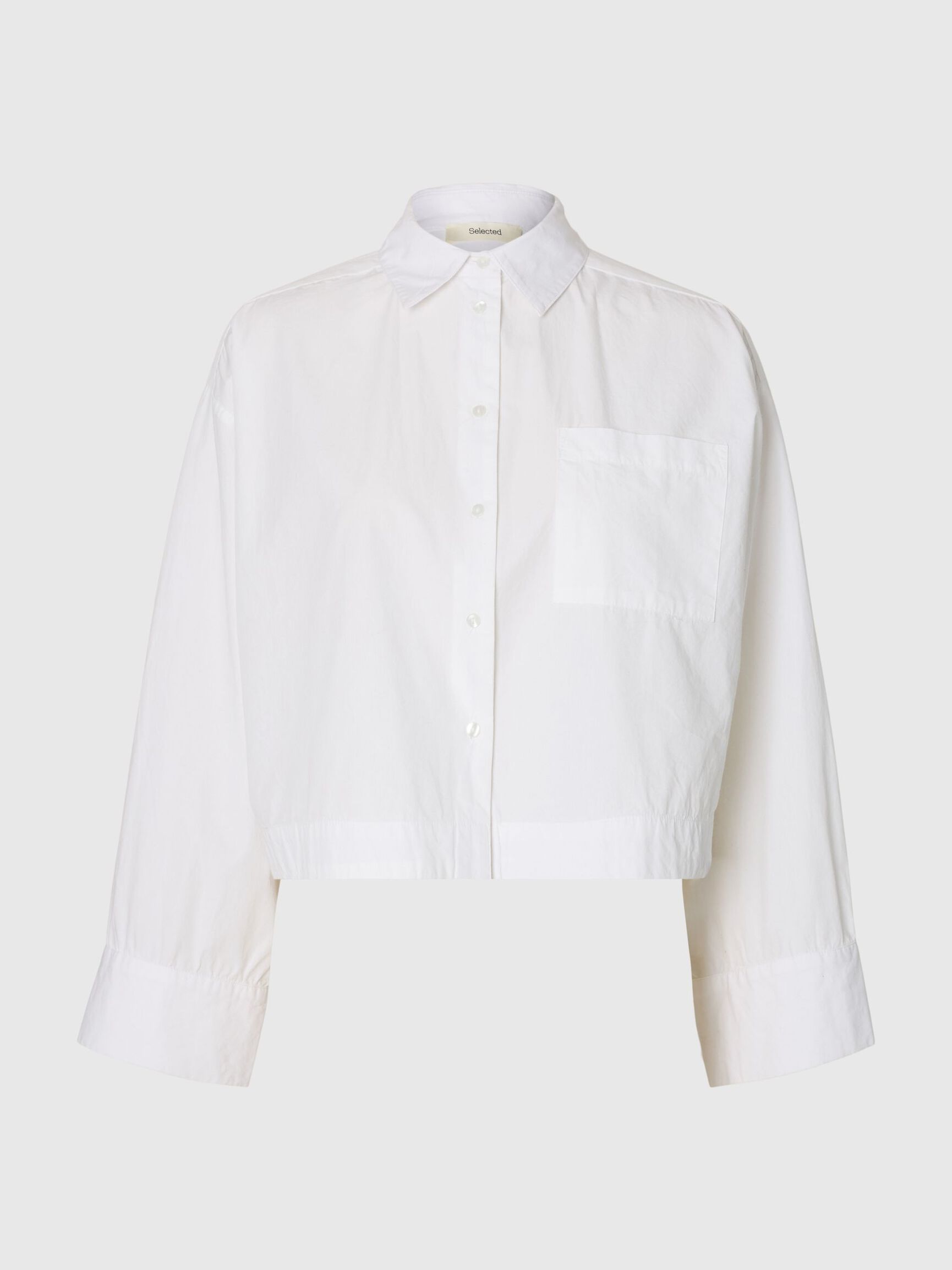 BOXY FIT CROPPED SHIRT, Bright White, highres