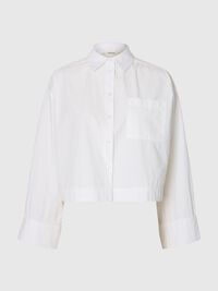 BOXY FIT CROPPED SHIRT, Bright White, highres
