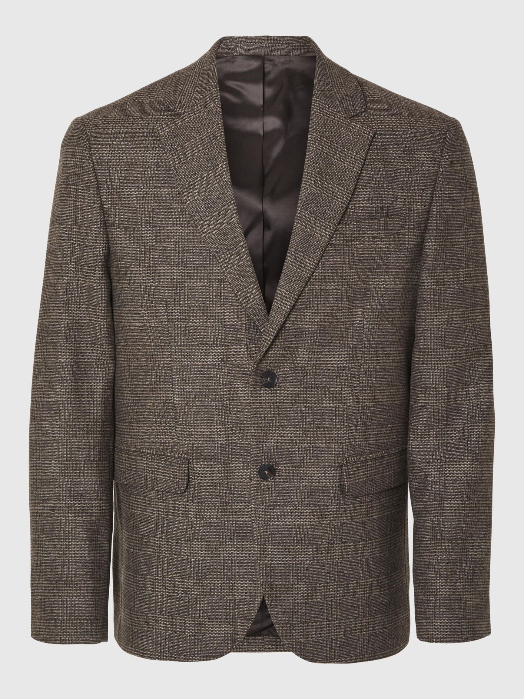 KARIERTER WOLLGEMISCH BLAZER, Brownie, highres