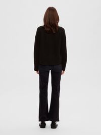 RELAXED FIT WOLLGEMISCH STRICKJACKE, Black, highres
