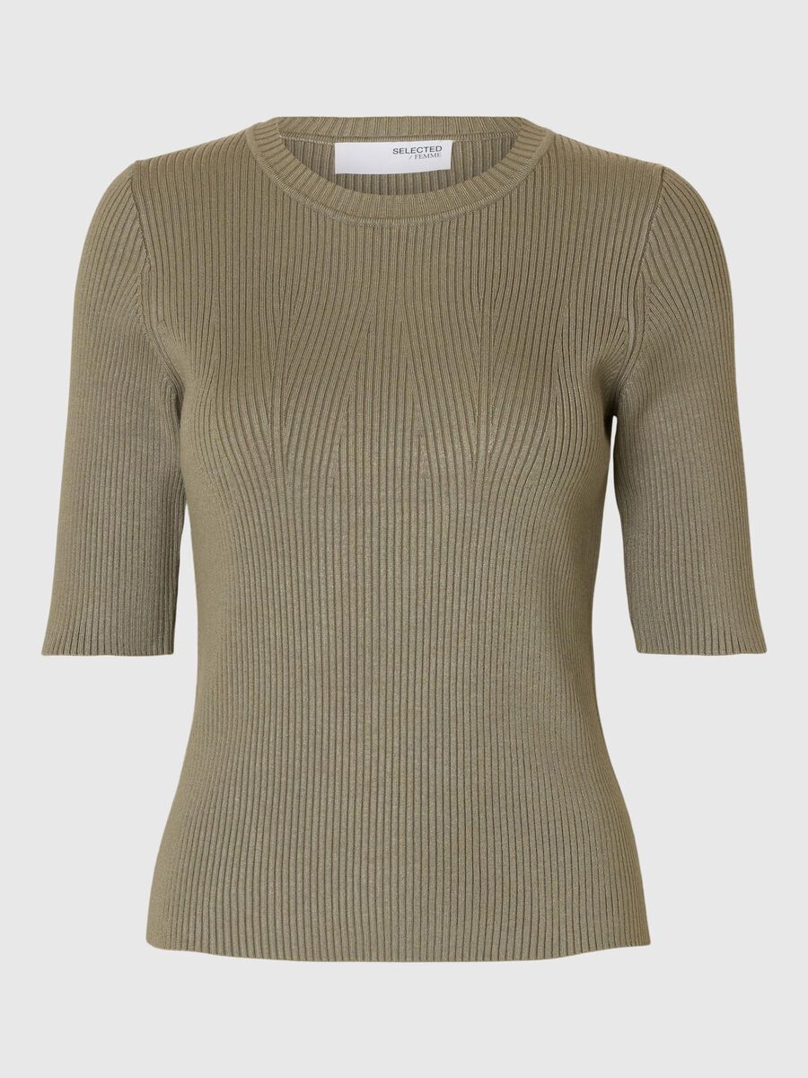 Selected VISCOSE BLEND KNITTED TOP, Vetiver, highres - 16088431_Vetiver_001.jpg