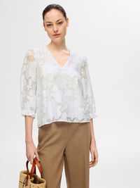 BLOMSTERPRINTET BLUSE, Bright White, highres