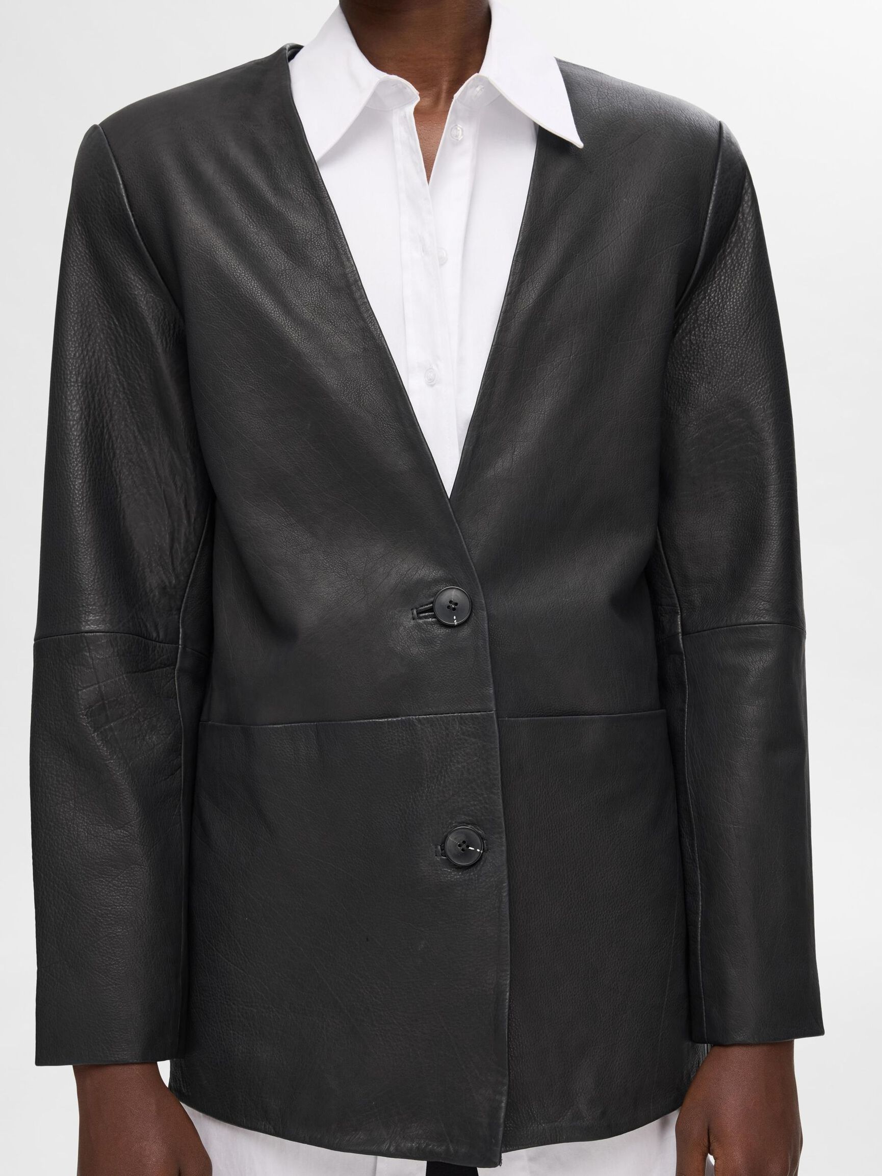 100% LEDER BLAZER, Black, highres
