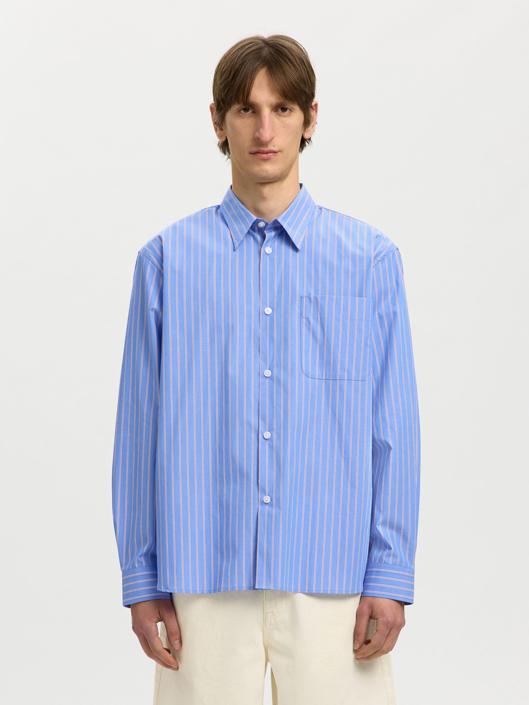 RELAXED FIT OVERHEMD MET LANGE MOUWEN, Light Blue, highres