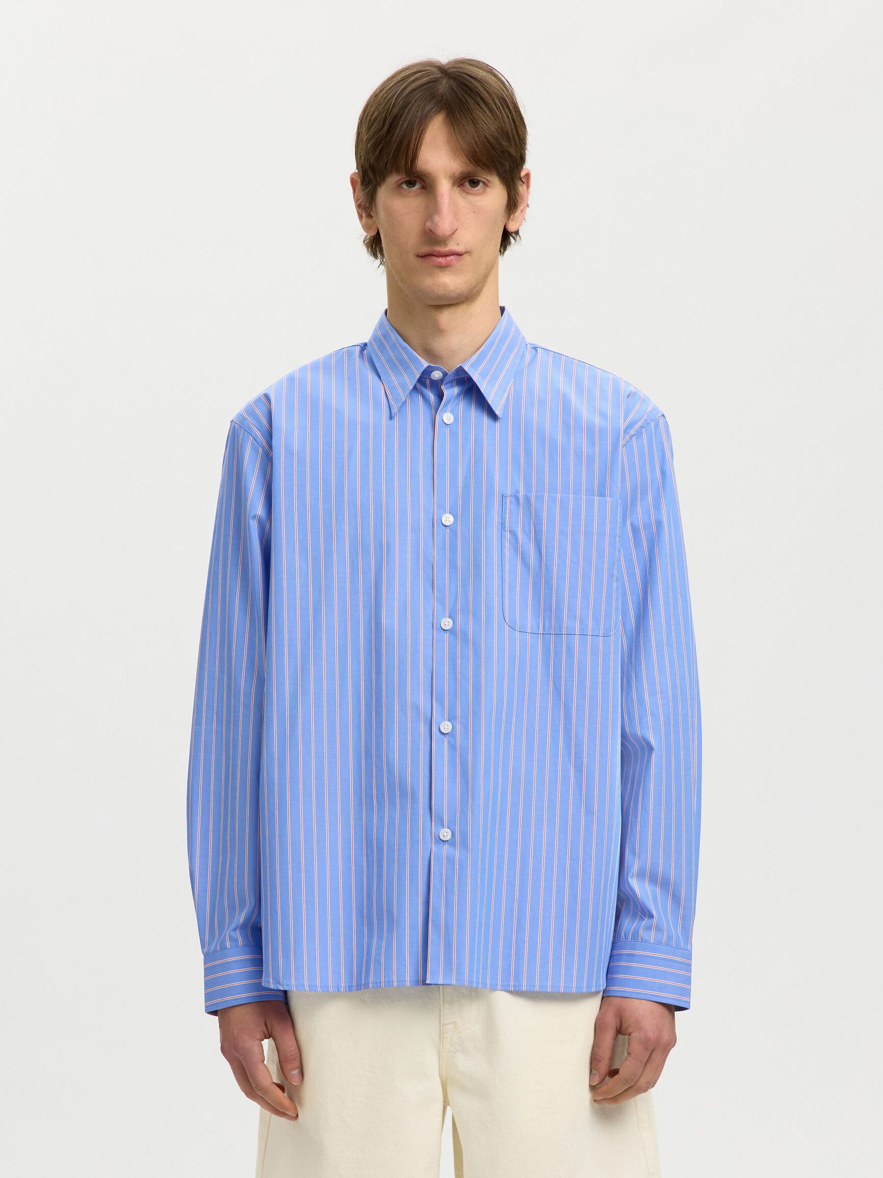 RELAXED FIT LONG SLEEVED SHIRT, Light Blue, highres