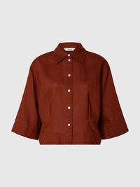 HØRBLANDING KORTÆRMET SKJORTE, Cherry Mahogany, highres