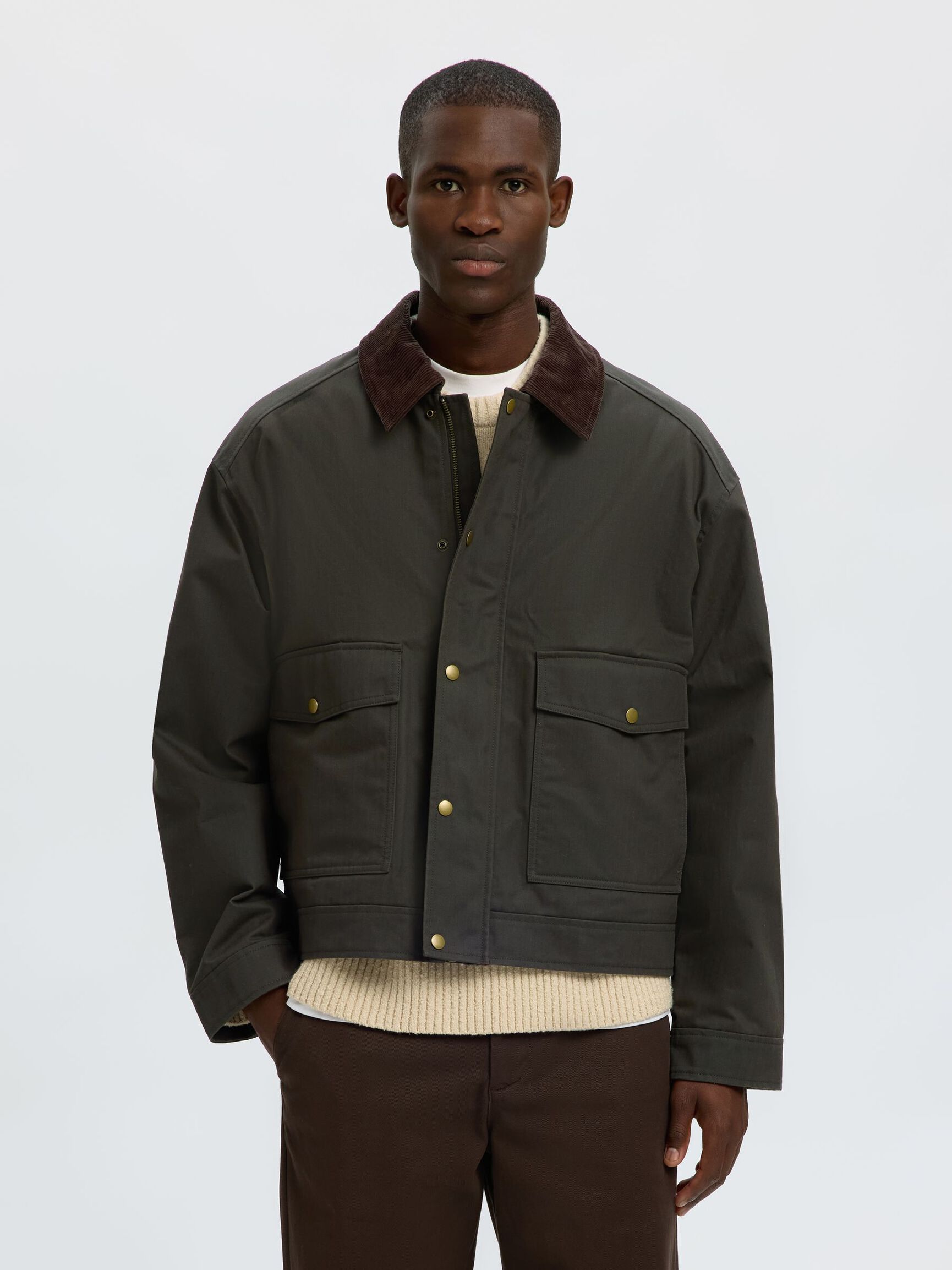 COTTON JACKET, Peat, highres