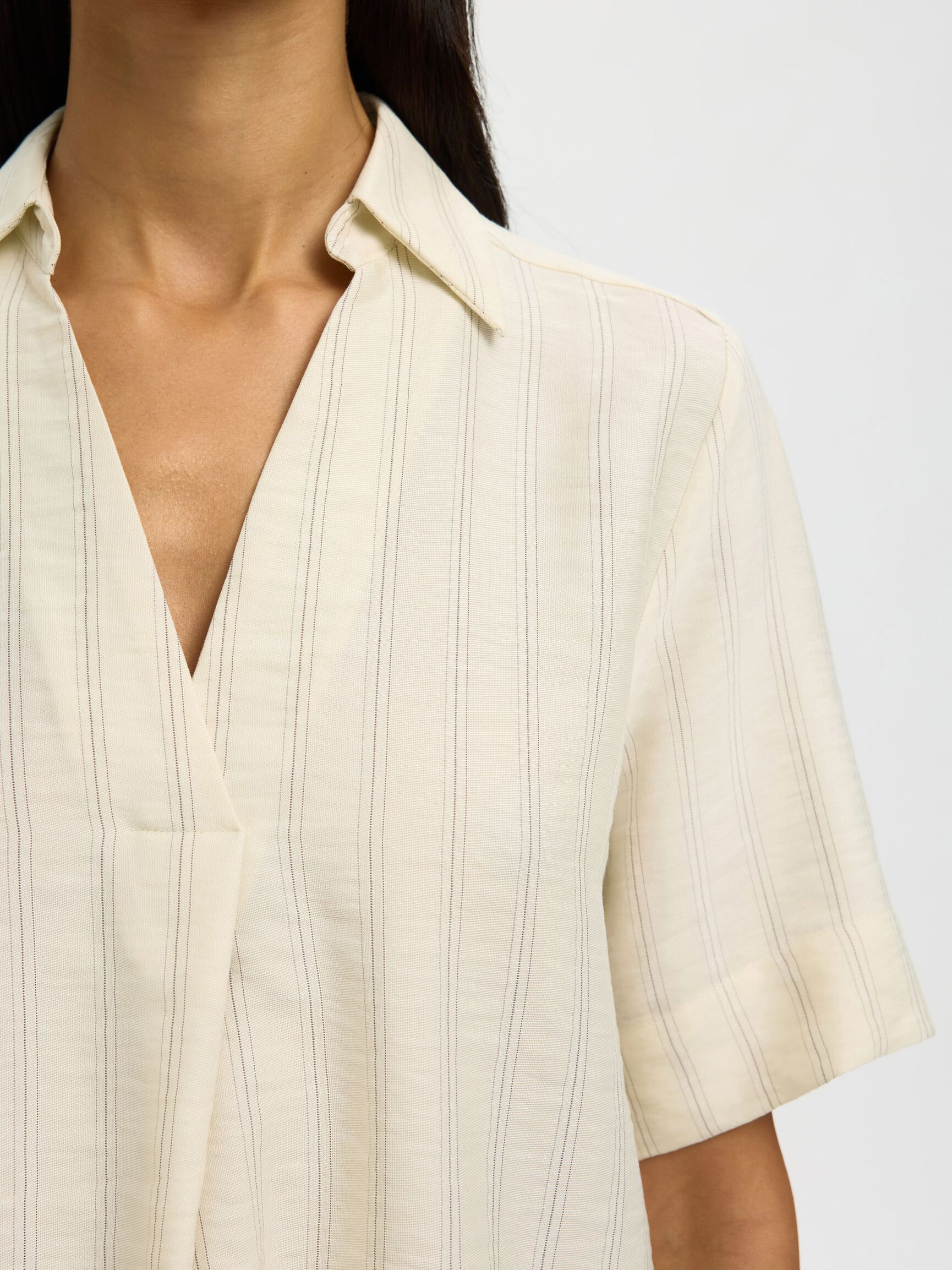 VISCOSEMIX SHIRT MET 2/4 MOUWEN, Egret, highres