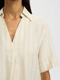 VISCOSEMIX SHIRT MET 2/4 MOUWEN, Egret, highres