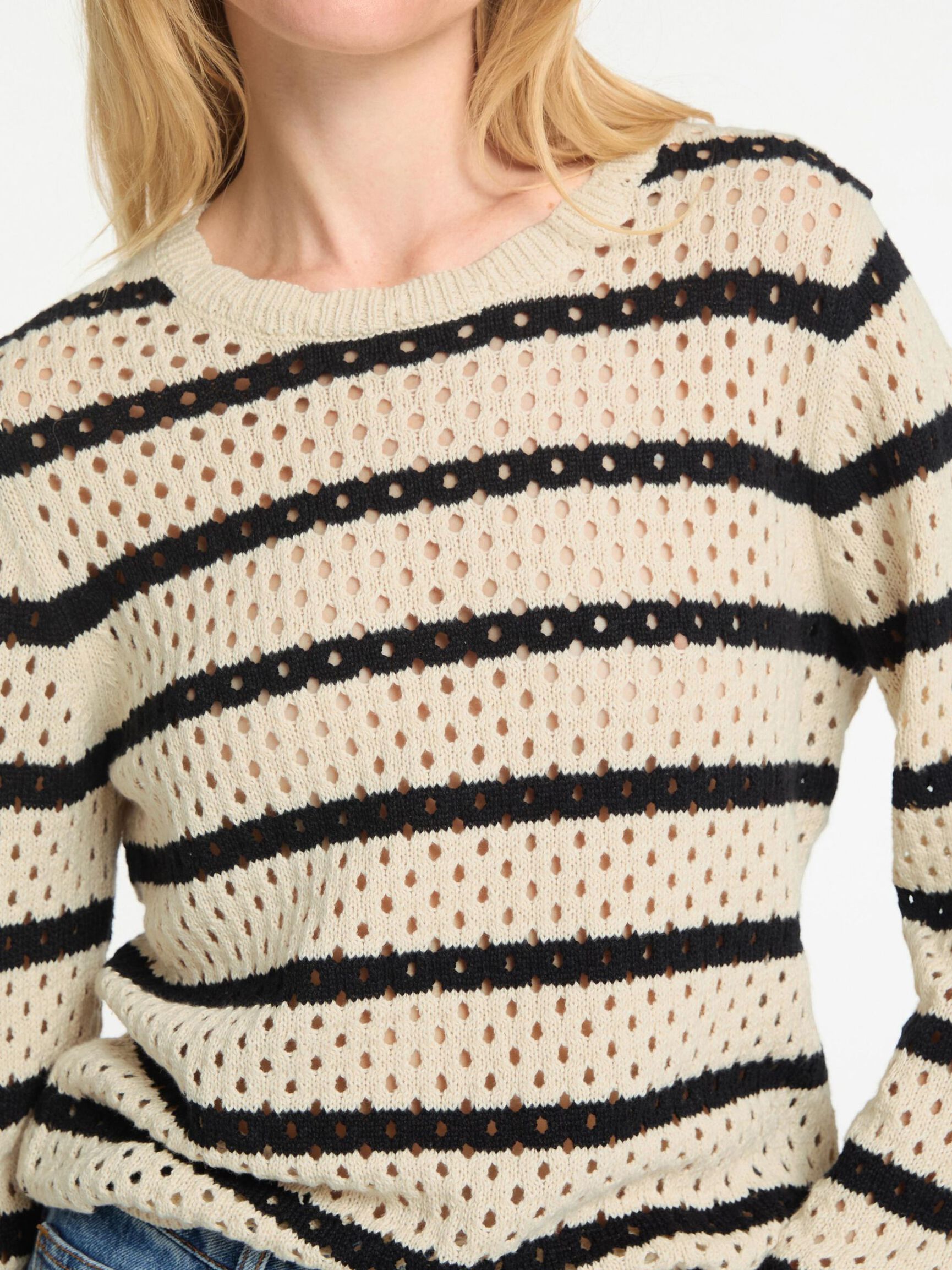 STRIPED KNITTED PULLOVER, Birch, highres