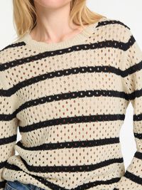 STRIPED KNITTED PULLOVER, Birch, highres