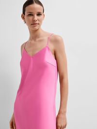 MOUWLOOS SATIJN MAXI JURK, Phlox Pink, highres