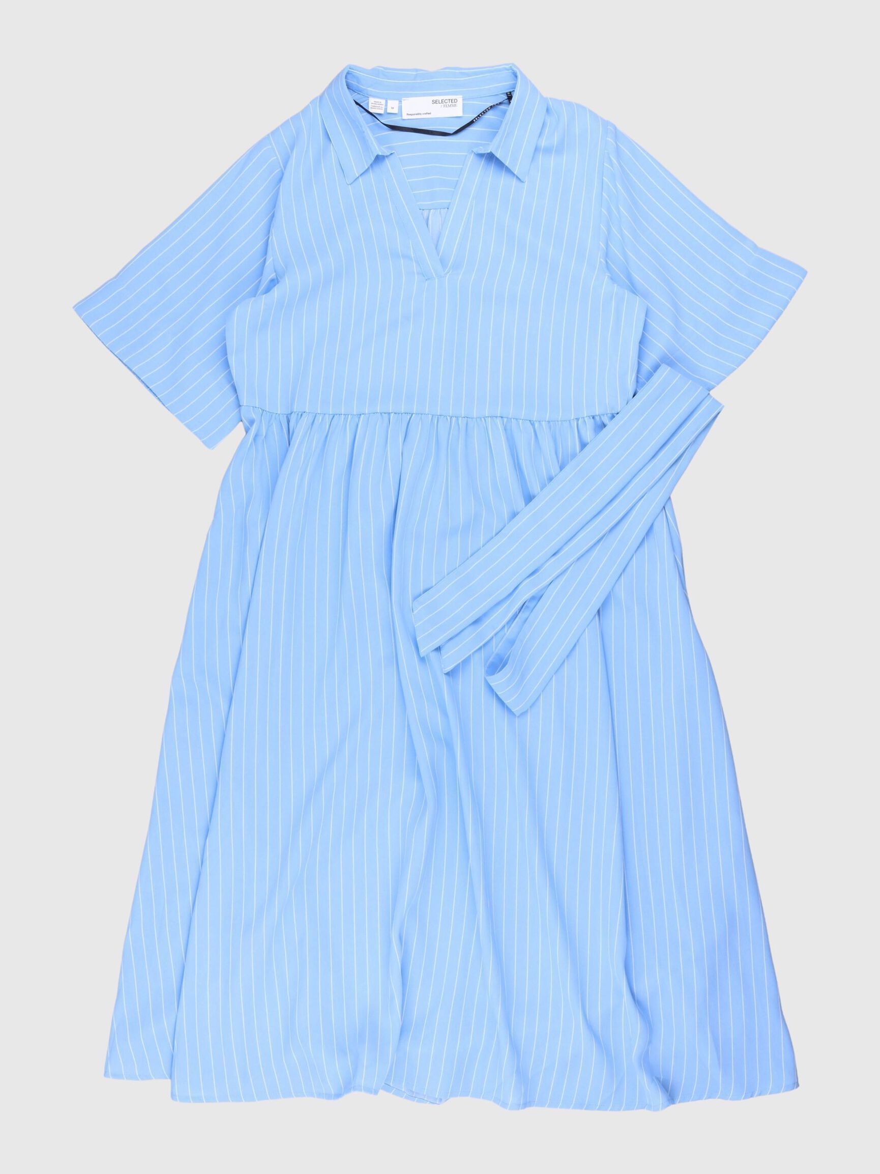 STRIBET KJOLE, Blue Bell, highres