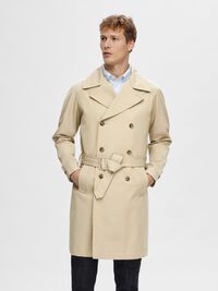 DOUBLE-BREASTED TRENCH COAT, Chinchilla, highres