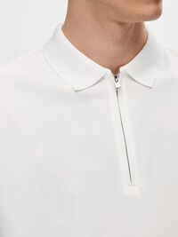 ZIPPER POLO SHIRT, Cloud Dancer, highres