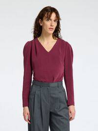 GEDRAPEERD TOP MET V-HALS, Zinfandel, highres