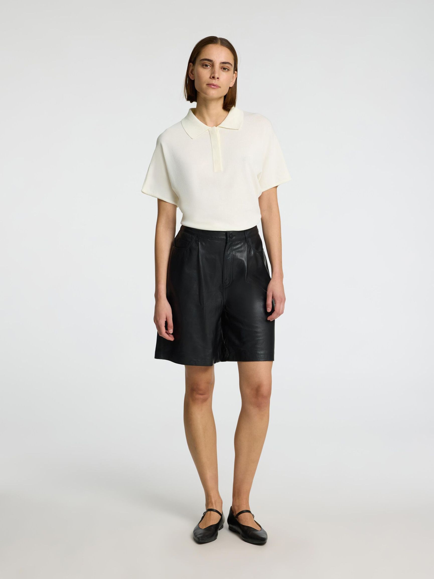 HIGH WAIST LEDERSHORTS, Black, highres