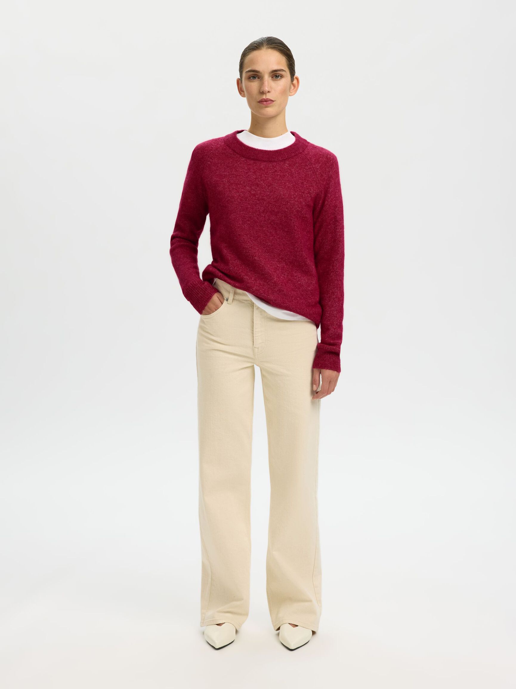 WOOL BLEND JUMPER, Anemone, highres