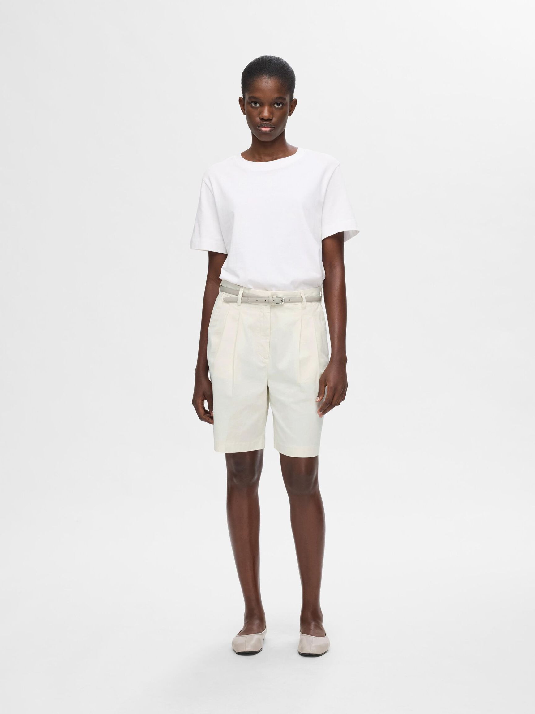 HIGH WAISTED CHINO SHORTS, Birch, highres