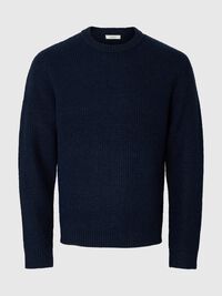 WAFFLE KNIT JUMPER, Navy Blazer, highres