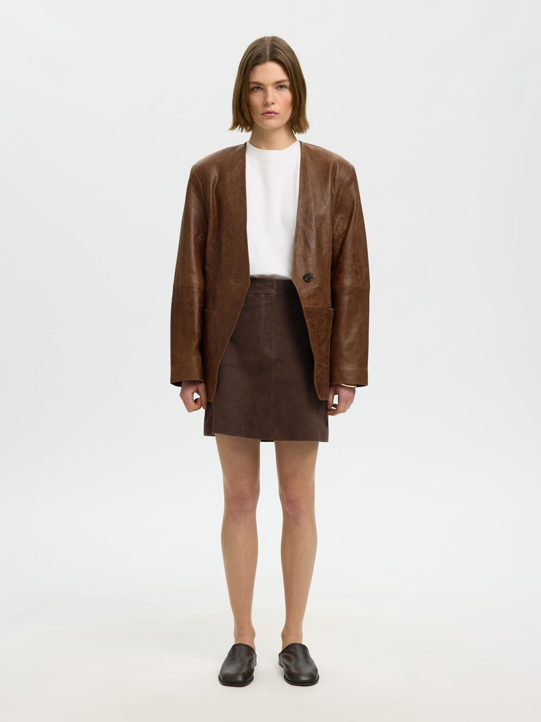 SUEDE MINI SKIRT, Delicioso, highres