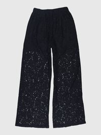 LACE HIGH WAISTED TROUSERS, Black, highres