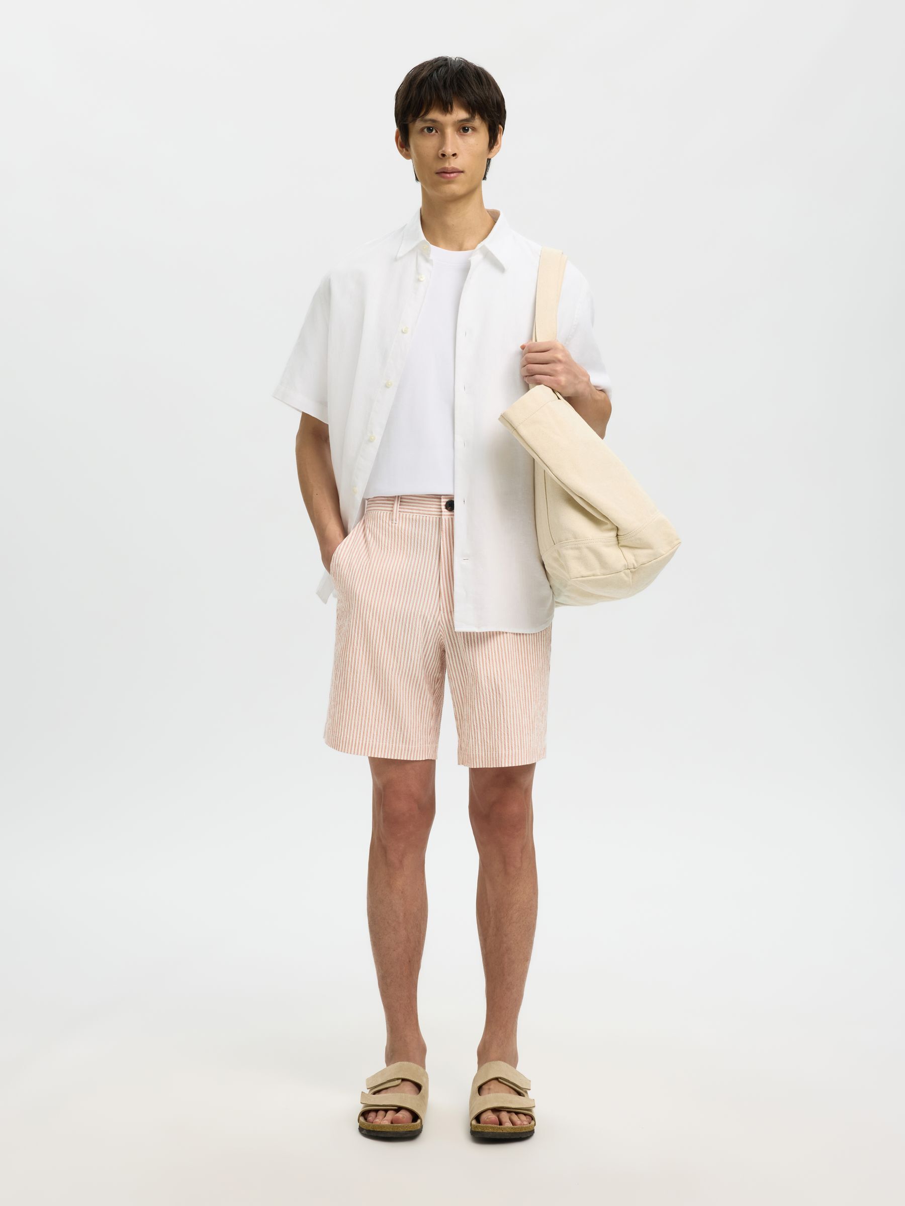 SEERSUCKER SHORTS, Rose Dawn, highres