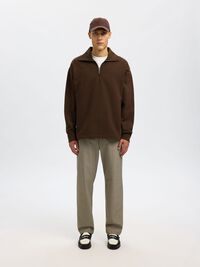 BOMULL SWEATSHIRT MED GLIDELÅS, Demitasse, highres