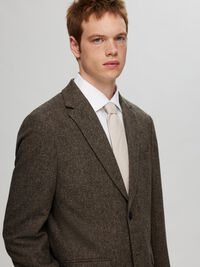 KARIERTER WOLLGEMISCH BLAZER, Brownie, highres