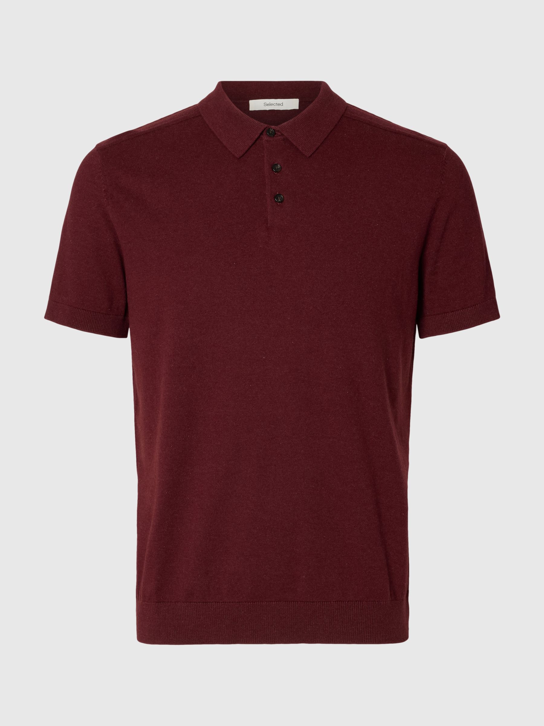 KNITTED KNITTED POLO SHIRT, Tawny Port, highres