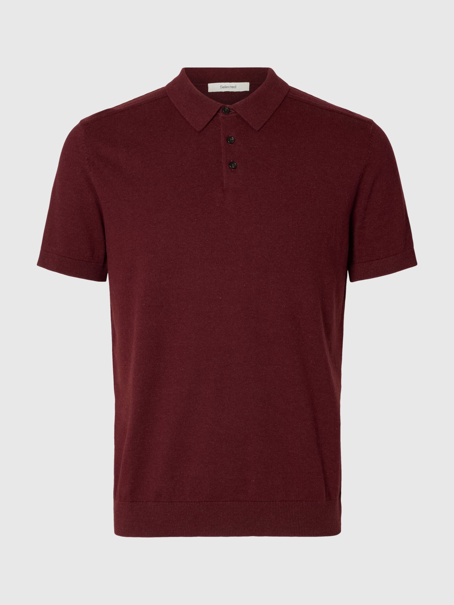 KNITTED KNITTED POLO SHIRT, Tawny Port, highres