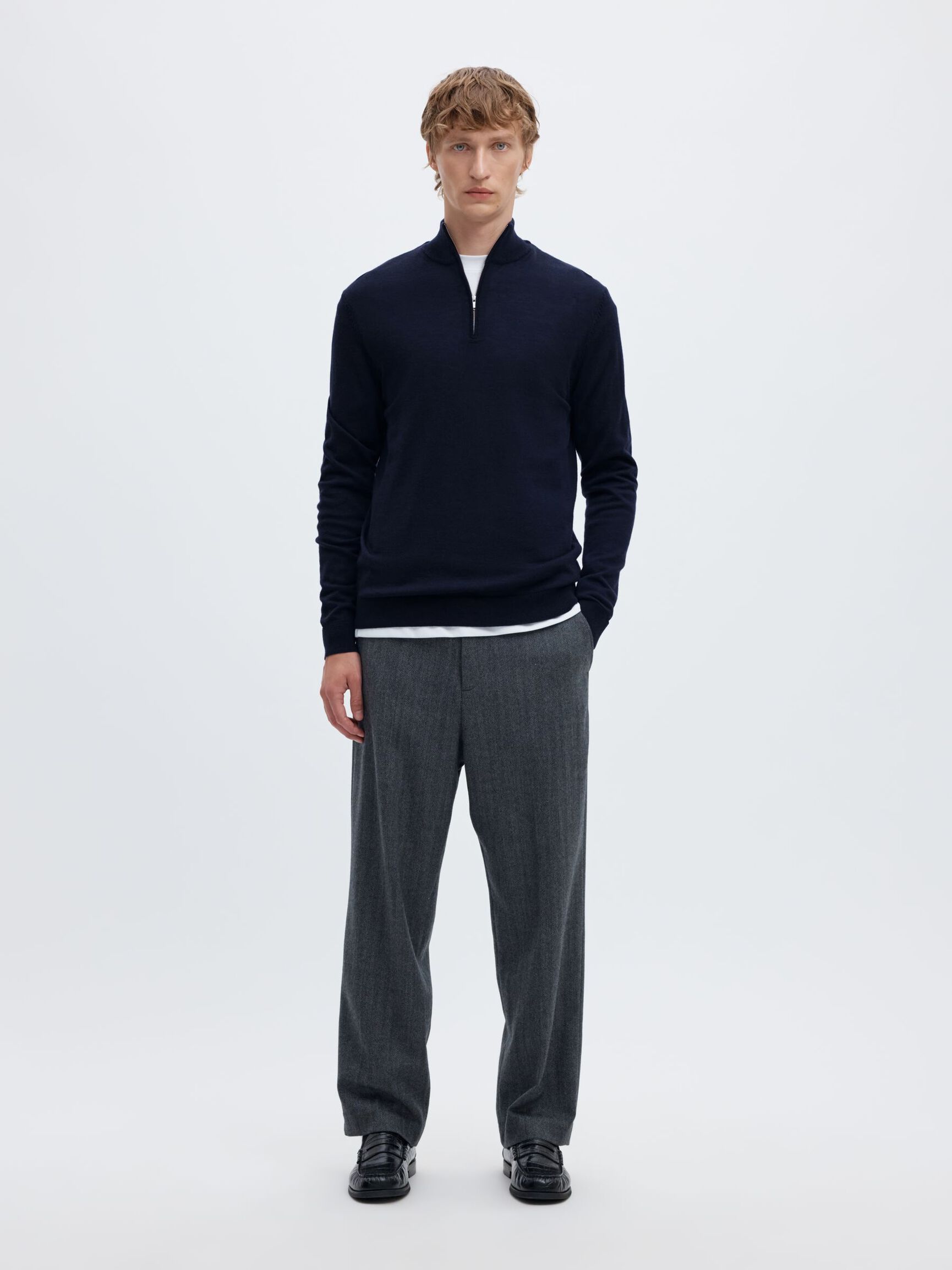 SWETER Z KRÓTKIM ZAMKIEM, Navy Blazer, highres