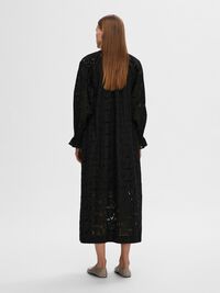 BRODERIE ANGLAISE MAXI JURK, Black, highres