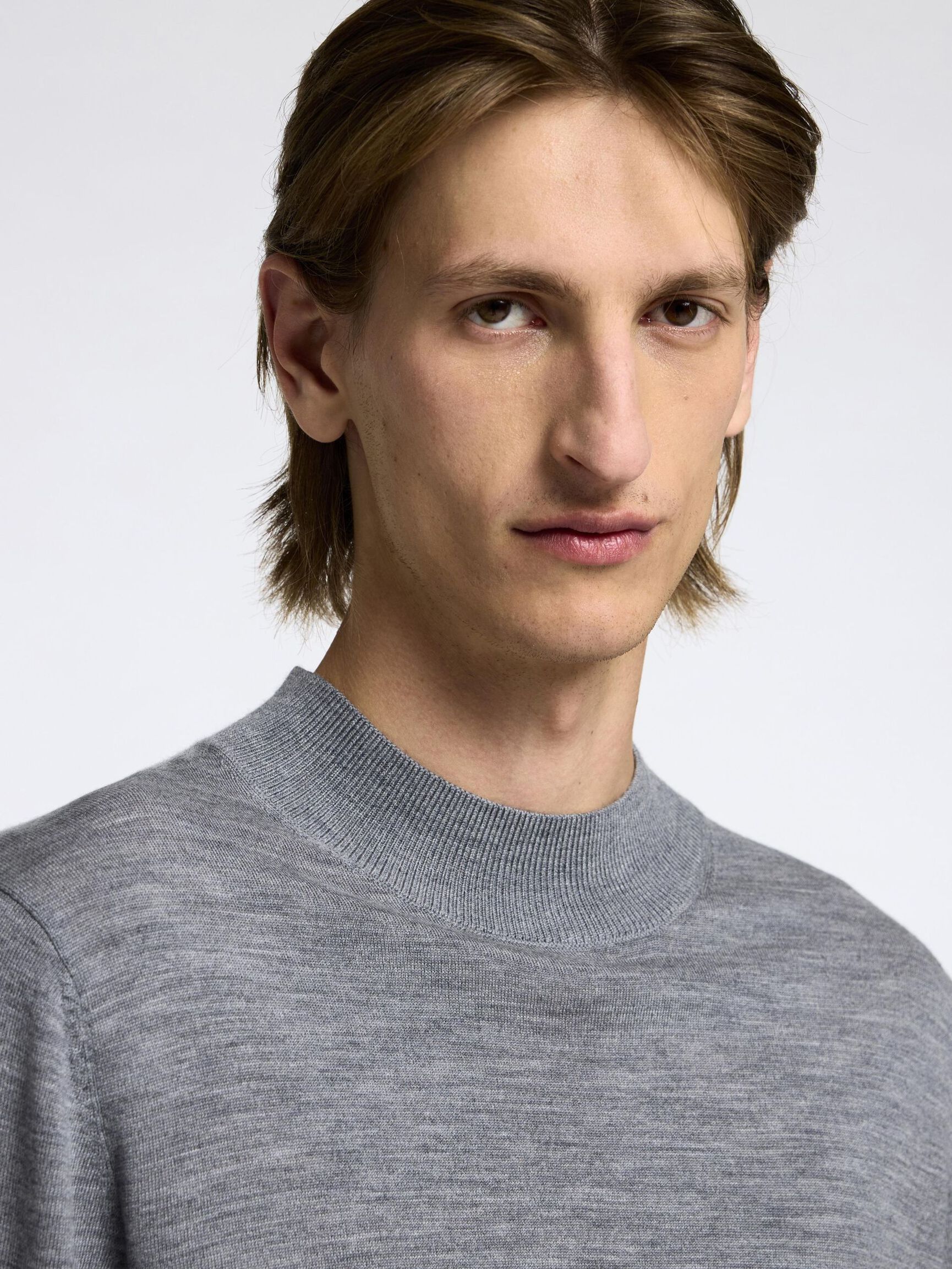 SWETER Z PÓŁGOLFEM, Medium Grey Melange, highres