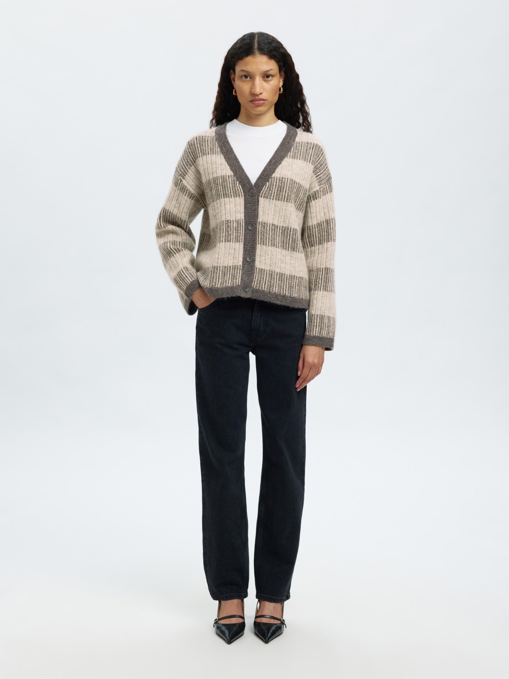 WOLLMIX STRICKJACKE, Medium Grey Melange, highres