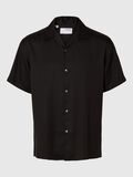Selected SATIN SHORT SLEEVED SHIRT, Black, highres - 16098137_Black_001.jpg