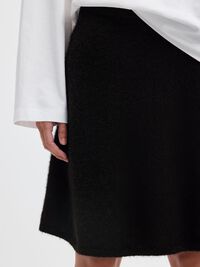 BRUSHED KNITTED SKIRT, Black, highres