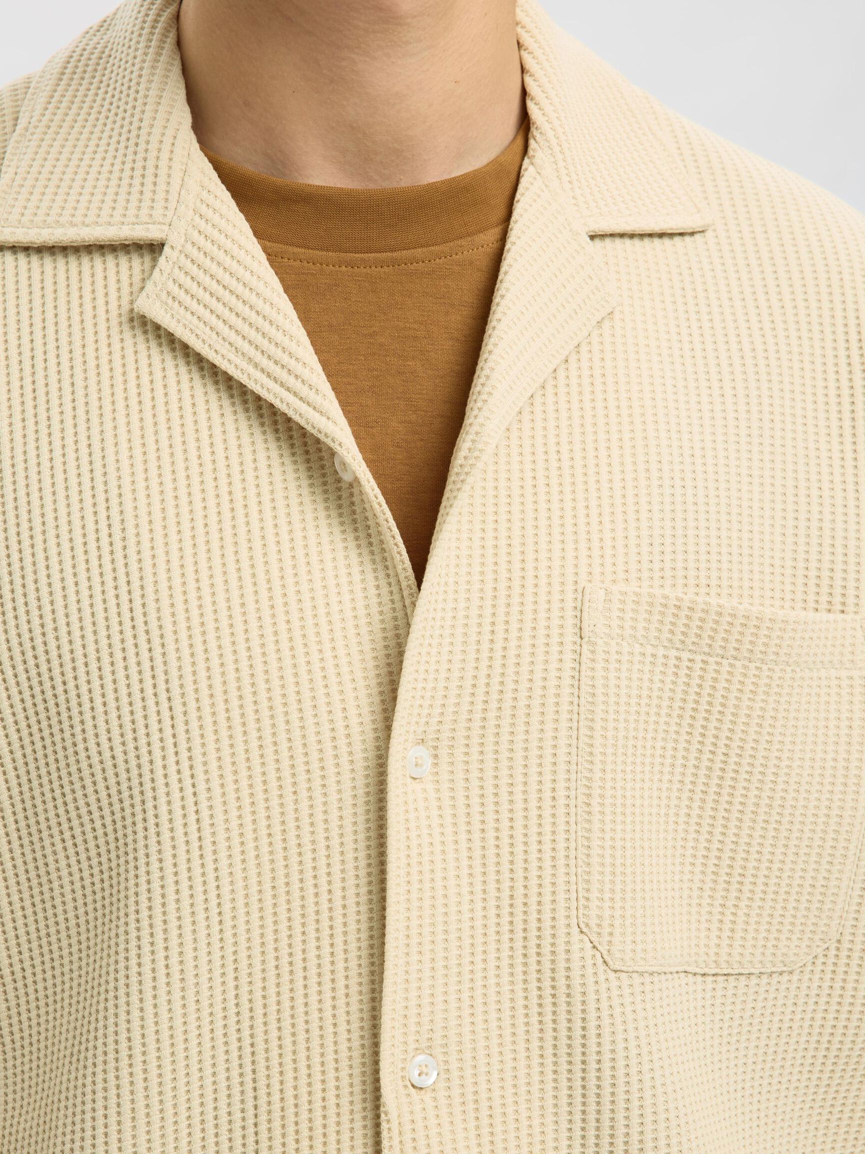 WAFFLED SHORT SLEEVED SHIRT, Fog, highres