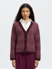 WOOL BLEND KNITTED CARDIGAN, Fig, highres