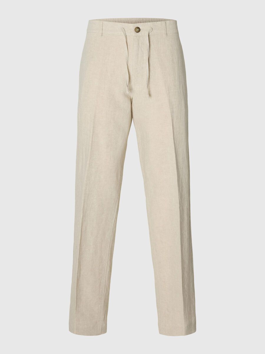 Selected 196 STRAIGHT FIT HOSE AUS LEINENGEMISCH, Pure Cashmere, highres - 16096224_PureCashmere_1154387_001.jpg