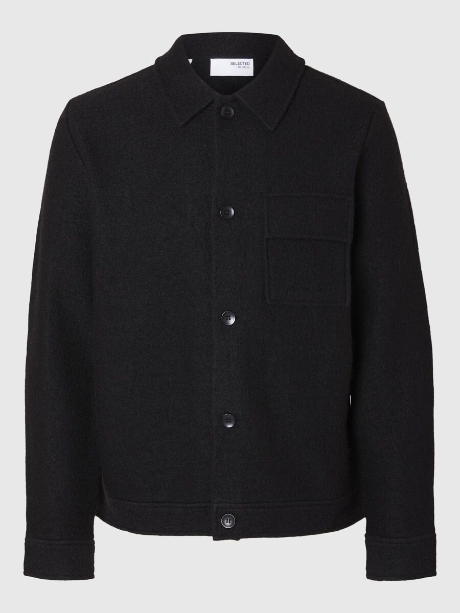 Selected 100% WOLL SHACKET, Black, highres - 16094274_Black_001.jpg