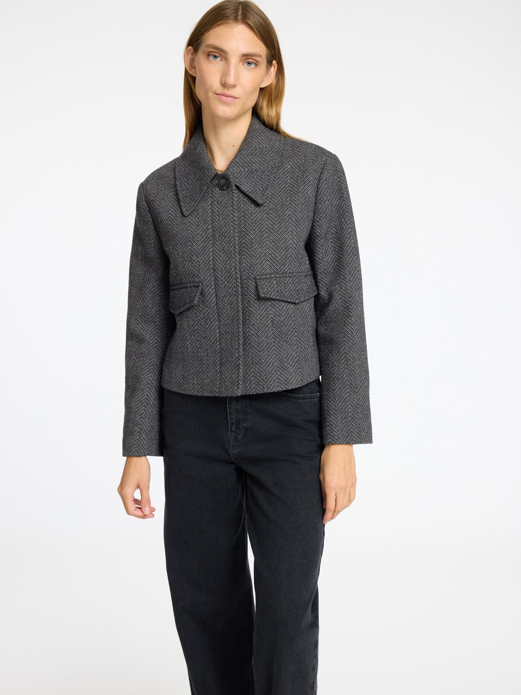 CLASSIC WOOL BLEND JACKET, Volcanic Ash, highres