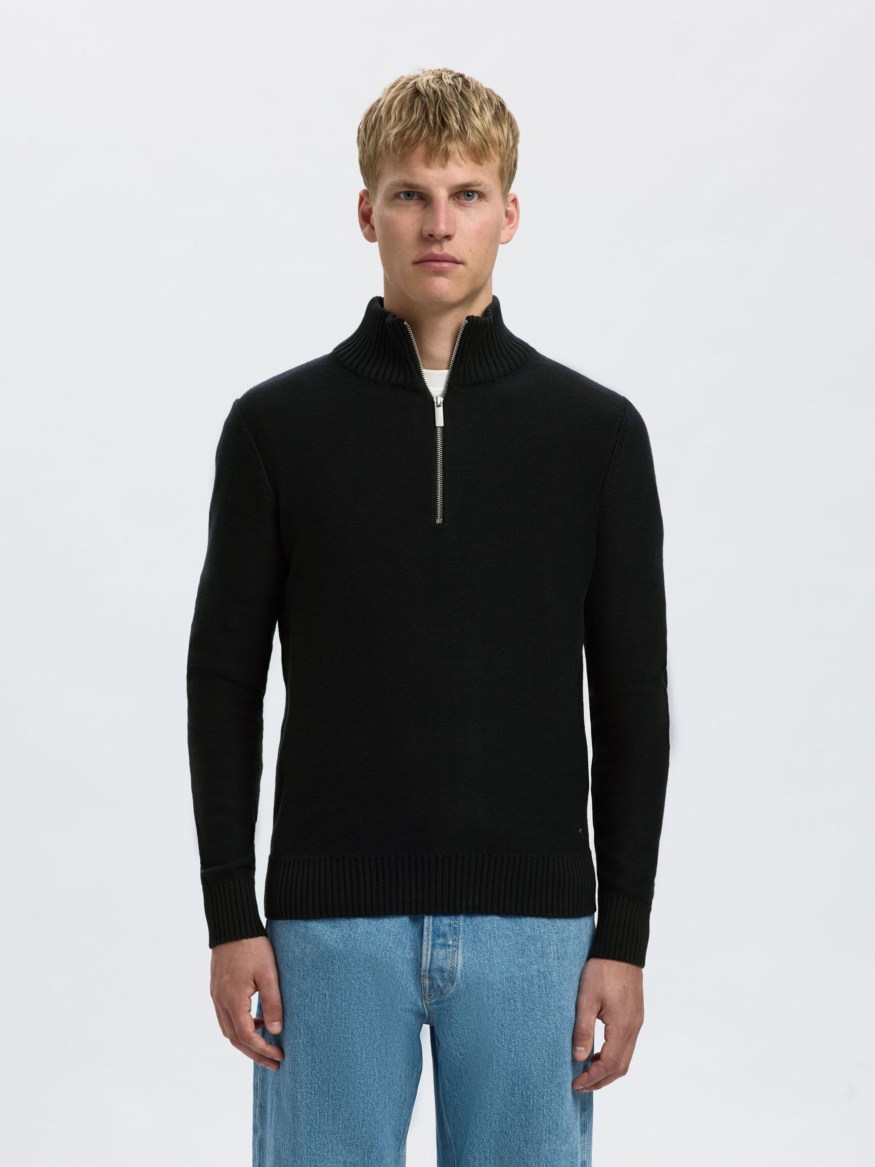 HALF-ZIP PULLOVER, Black, highres