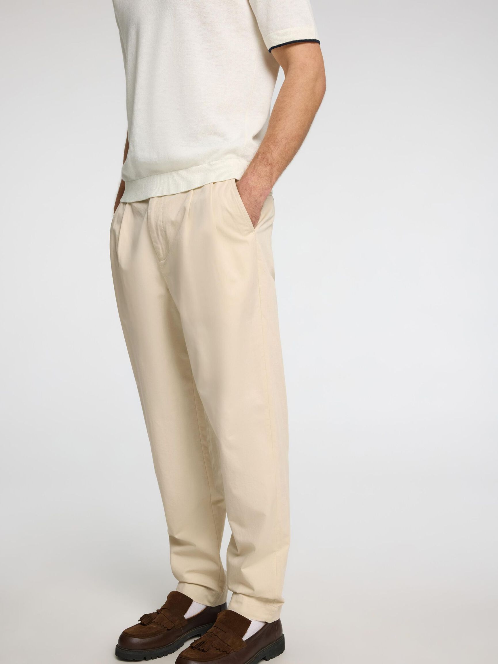 RELAXED FIT CROPPED TROUSERS, Fog, highres