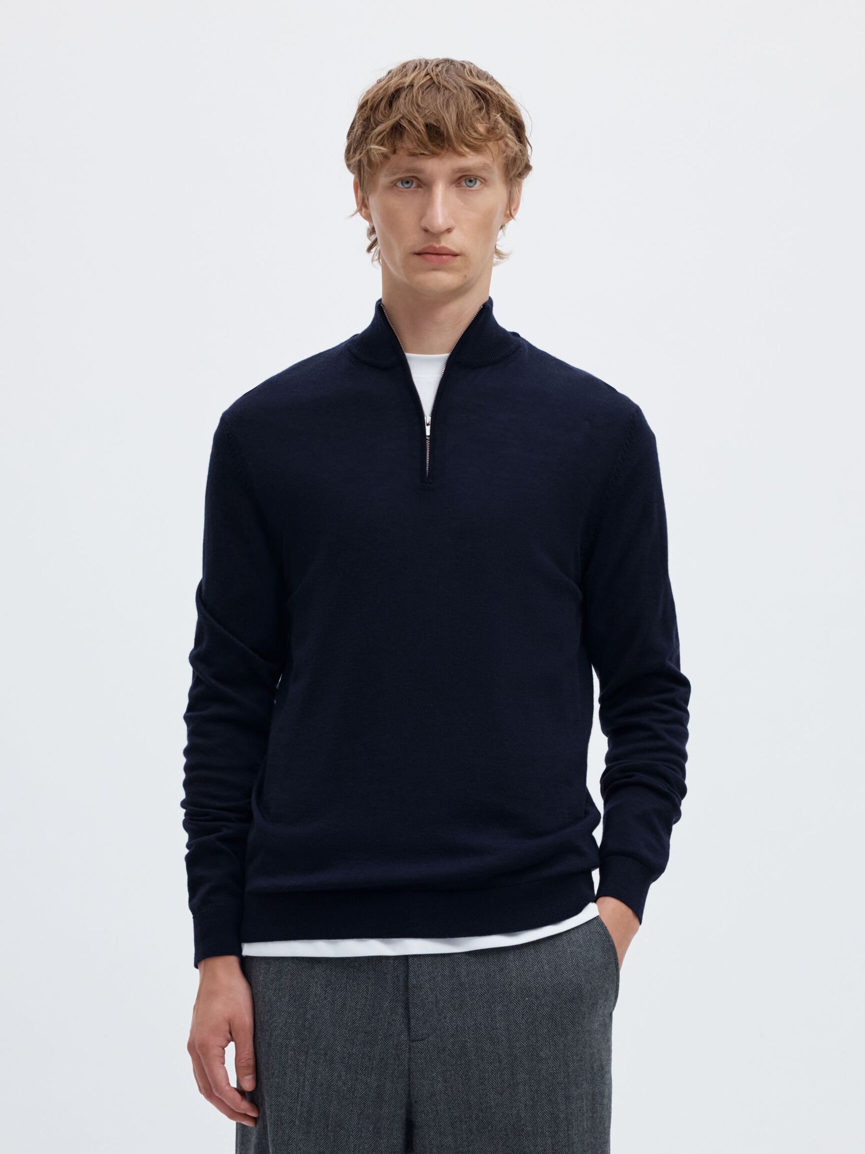 SWETER Z KRÓTKIM ZAMKIEM, Navy Blazer, highres