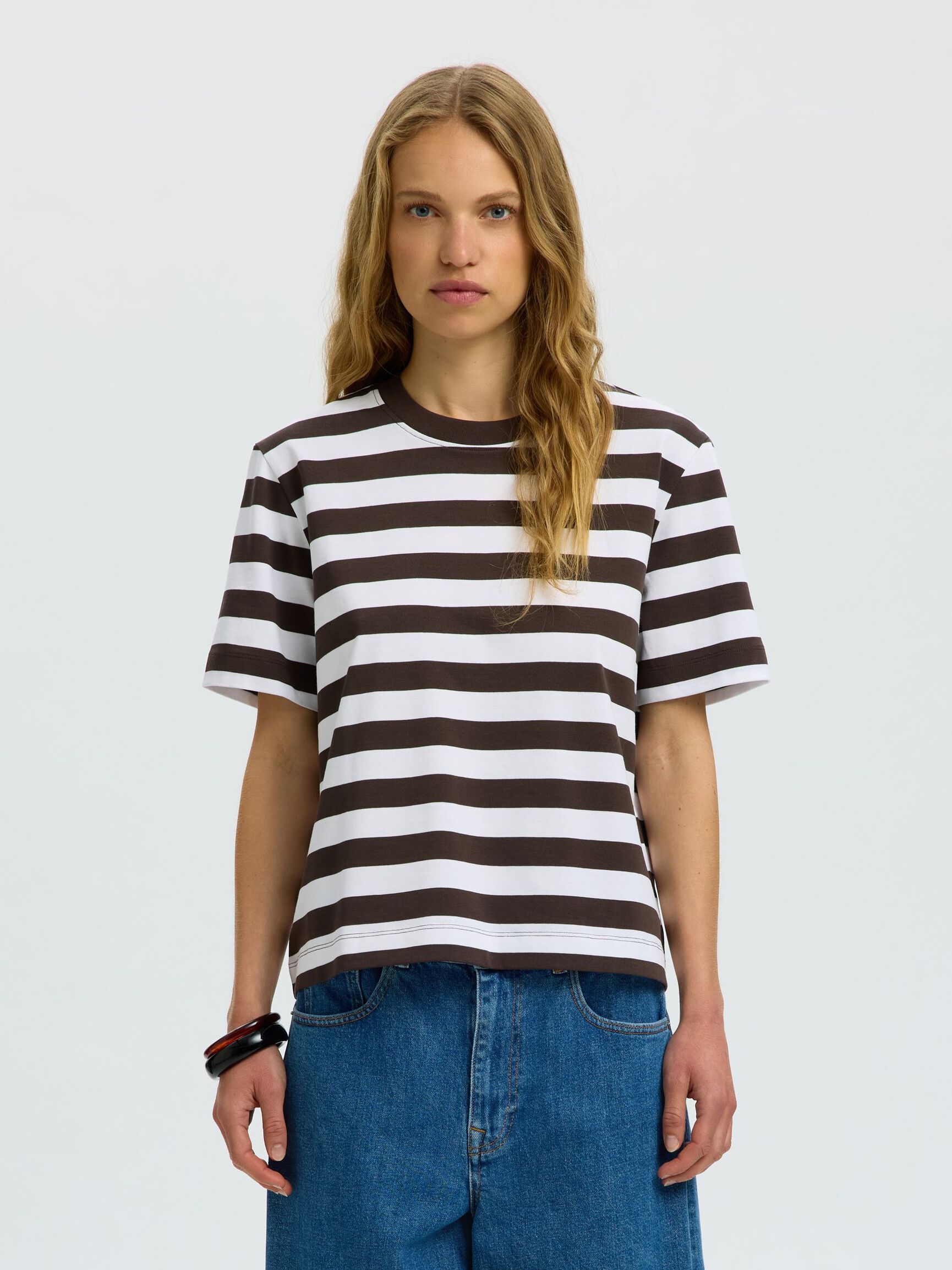 STRIPED BOXY FIT T-SHIRT, Delicioso, highres