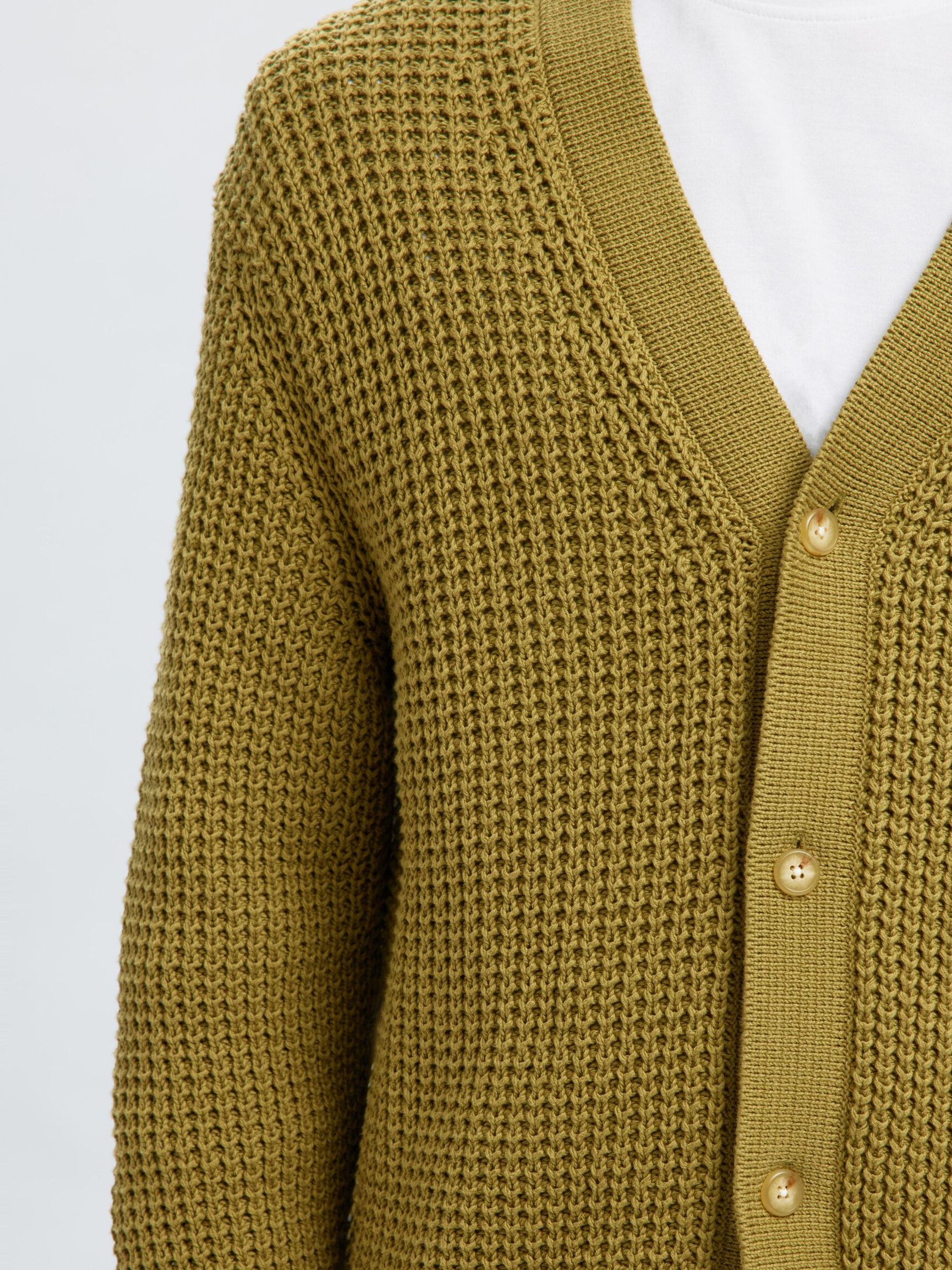 RELAXED FIT COTTON CARDIGAN, Dried Herb, highres