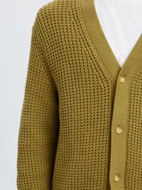 RELAXED FIT COTTON CARDIGAN, Dried Herb, highres